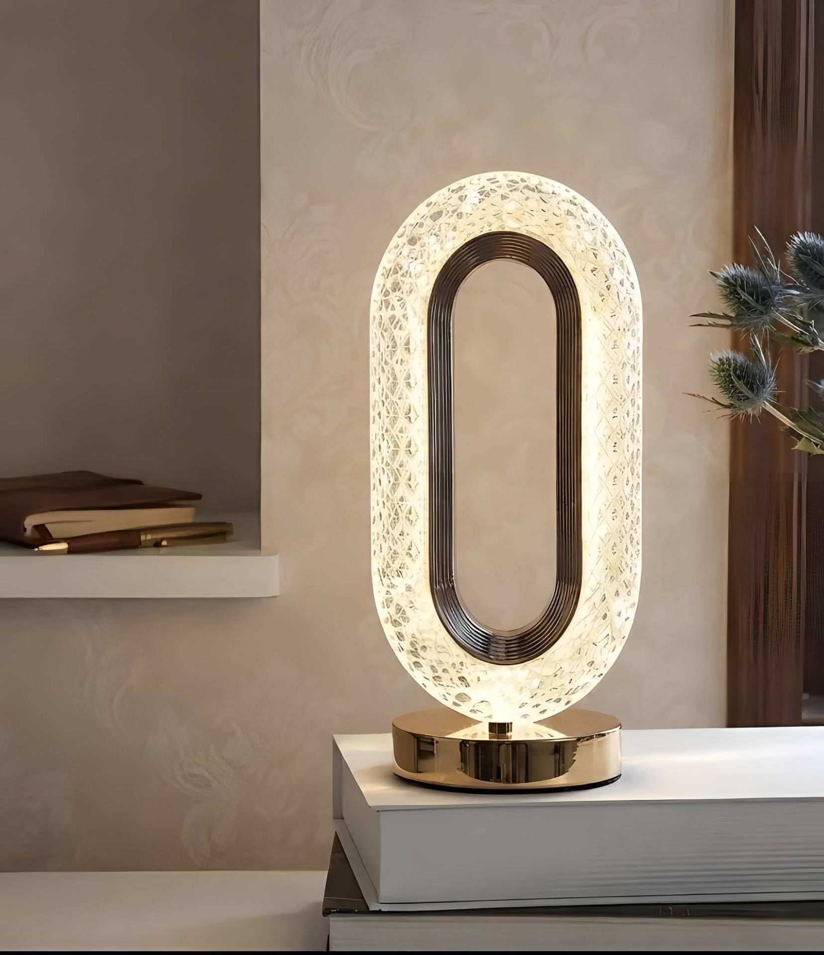 Oval Crystal Touch Table Lamp