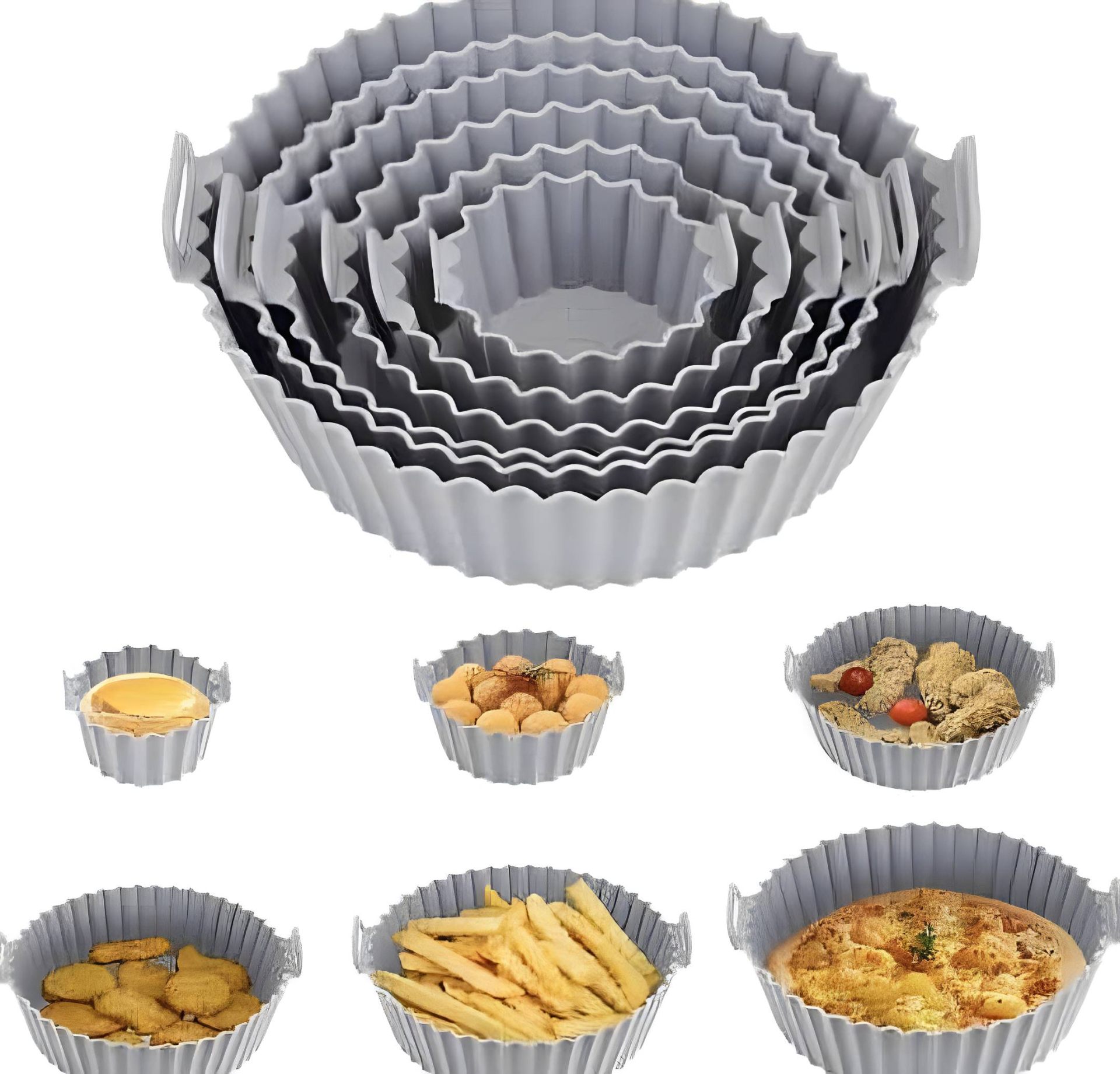 6-Piece Reusable Silicone Air Fryer Liners